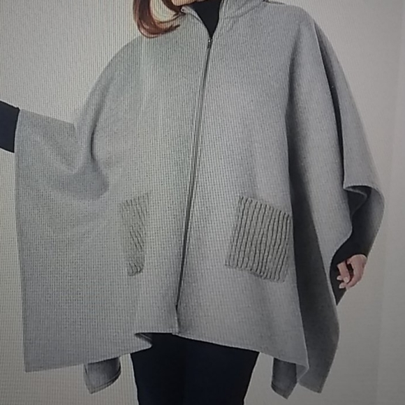 Jessica London Jackets & Blazers - gray cape w/hood